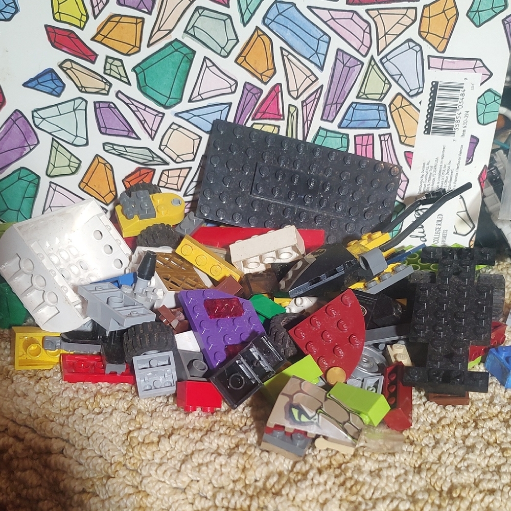 LEGO Assorted Bricks in Red, Black, and Gray Purple Yellow Black Blue Red  Green
